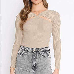 4 SIENNA long sleeve Sena top with cutouts in oatmeal